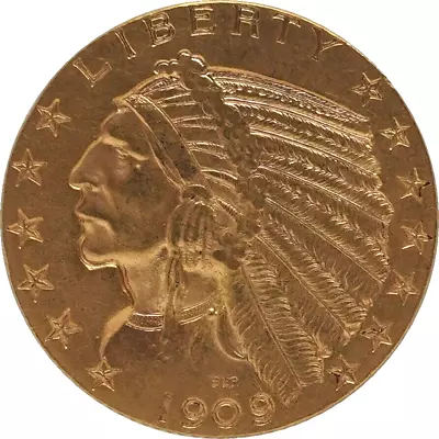 US 1909-D $5 Indian Head Gold Half Eagle Coin US Coin Mint State? FREE SHIPPING! • $699