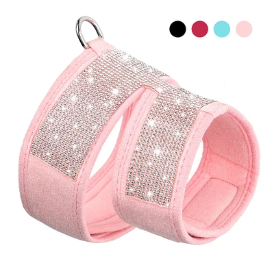 £7.19 • Buy Bling Rhinestone Dog Cat Harness Soft Suede Pet Walking Vest Jacket Small/Medium