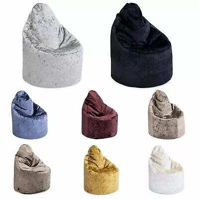 Designer Crushed Velvet Bean Bag Chair Indoor Highback Gaming Beanbag Lounger • £43.97