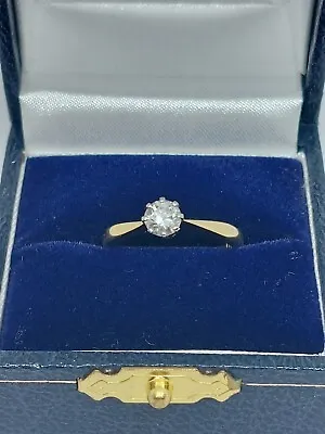 £199.99 • Buy  Stunning 18ct Yellow/gold Diamond, 0.35ct Solitaire  Ring Vintage, Size I.