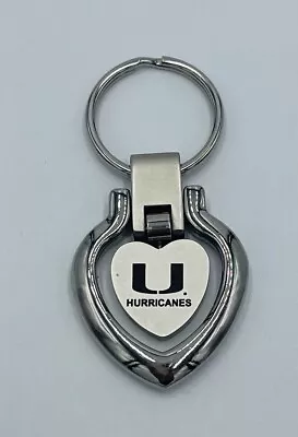 Miami Hurricanes Football Keychain Silver Crome Key Ring NCAA • $9.99