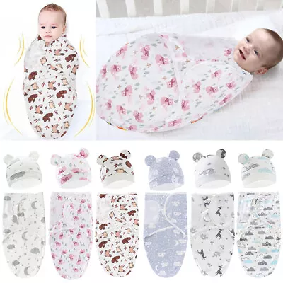Newborn Baby Swaddle Blanket Easy Adjustable Infant Sleep Sack Wrap 0-6 Months • £7.19