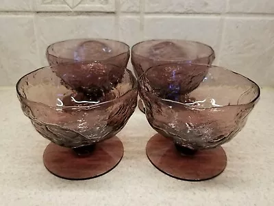 4 Morgantown Glass Crinkle Pattern Amethyst Champagne Tall Sherbets 2 3/4   • $19.99