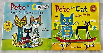 Set Of 2 Pete The Cat Story Books For Kids By James Dean Some Stickers Missing. • $4