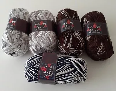 Joblot 5x100grm Balls My Love Mixed Fancy Knitting Crochet Yarn (105) FREE POST • £6.50