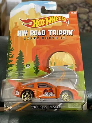 Hot Wheels HW Road Trippin State Route 12 1976 Chevy Monza Orange Car Gold Rims • $10.99