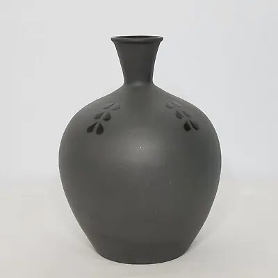 Vintage Matte Black Art Pottery Signed Vase Pot 8  X 6   • $75.01