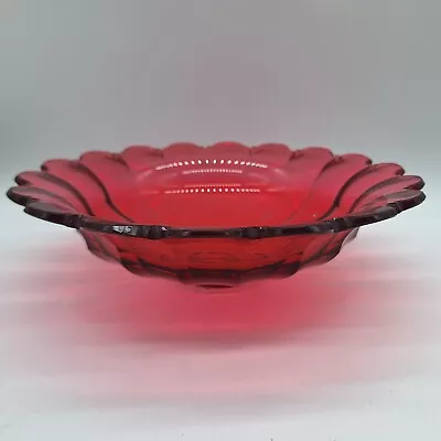 Antique Victorian Bohemian Moser Cut Red Cranberry Crystal Compote Insert Bowl • $280