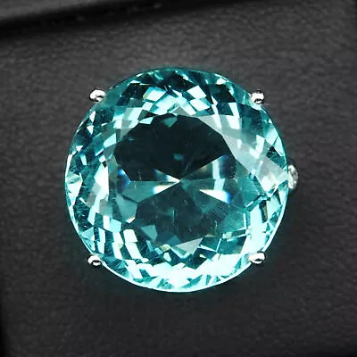 Neon Blue Aquamarine Round 17.0Ct 925 Sterling Silver Handmade Luxurious Rings • $32.99