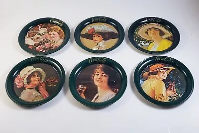 Vintage Set Of 6 Coca-Cola Tin Metal Coasters Victorian Calendar Ladies 1983 • $4.99