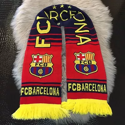 FC Barcelona Team Football Football Fan Scarf Yellow Fringe Details • $22.99