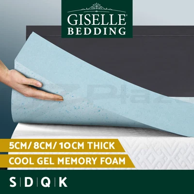 $91.03 • Buy Giselle Memory Foam Mattress Topper Queen Bed Cool Gel Bamboo Cover Underlay