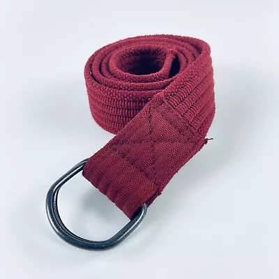 Mens Canvas Web D-ring Belt Metal Buckle Tubular Military Style Red Adjustable • $5