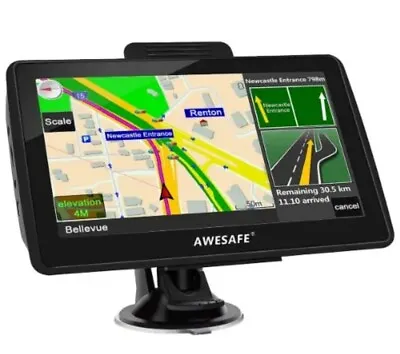 AWESAFE  7 Inch Sat Navs UK Europe Ireland Maps Sat Nav GPS With Sunshade • £39.99