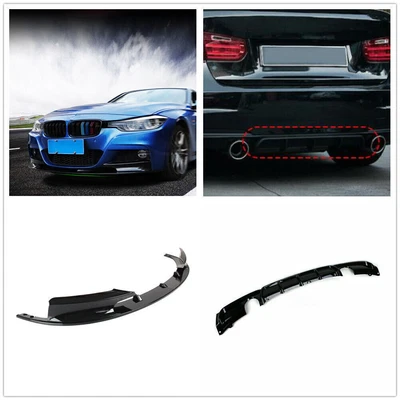 1Set Car Front-Splitter Lip + Rear Diffuser For BMW F30 M-Sport 2012-2017 Black • $211.07