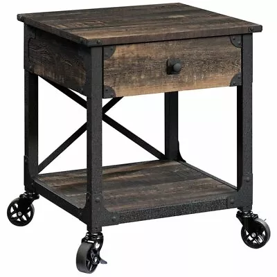 Sauder Steel River Engineered Wood And Metal End Table In Carbon Oak/Black • $92.86