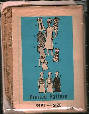 9191 Vintage Mail Order Sewing Pattern 1960s Misses Dress Jacket 16 Career OOP • $5.59