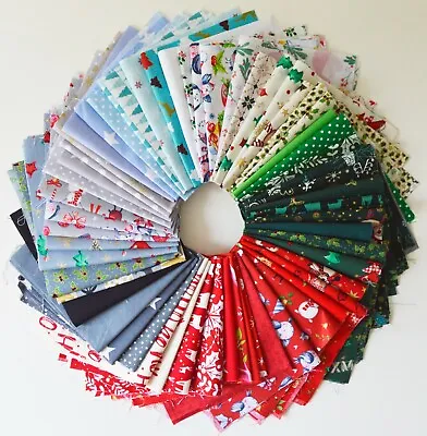 Christmas Mixed 100% Cotton Fabric Material Joblot Value Bundle Scraps Offcuts • £6.99