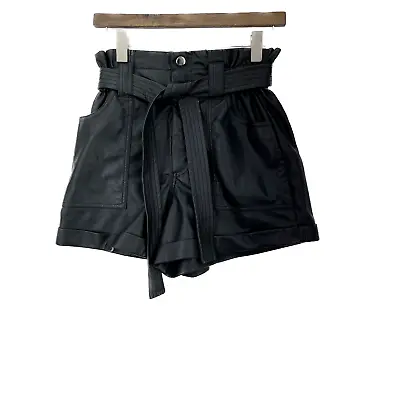 $17.50 • Buy Zara Black Leather Belted Mini Shorts Size XS NWT