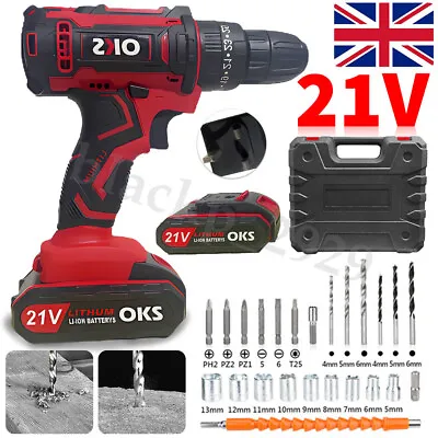 21V Cordless Combi Hammer Impact Drill Driver Electric Screwdriver 2 Battery • £25.99