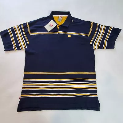 ECKO UNLTD Men’s 2XL Blue Yellow Striped Polo Shirt NWT Vintage • $39.99