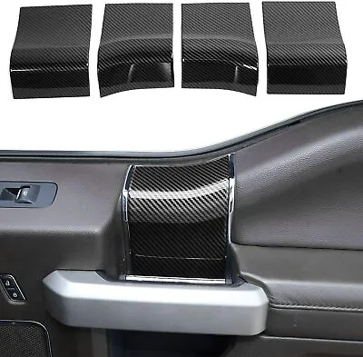 Interior Door Handles Panel Top Cover Trim For 15+ Ford F-150 F250 Carbon Fiber • $63.99