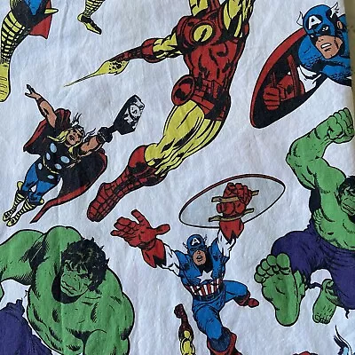 POTTERY BARN KIDS AVENGERS Marvel Comics Twin Size Sheet FLAT  Laundry Bag Lot • $25