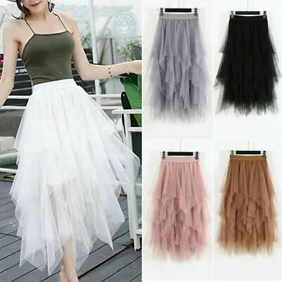 £14.50 • Buy Women Ladies A-Line Long Tutu Tulle Skirt Elastic Waist Mesh Net Skirt Dress UK