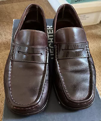 JT Euro 41 DANIEL HECHTER Brown FULL LEATHER SOLE SLIP ON LOAFER COMFORT SHOES • £12