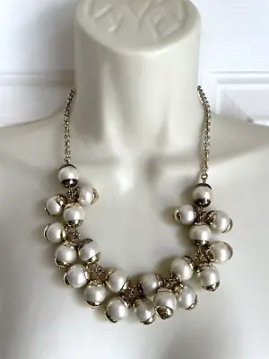 J. Crew Statement Necklace Faux Pearls Bubbles Gold Tone • $19.95