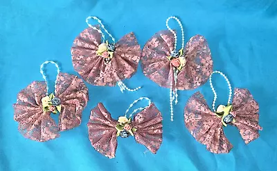 Victorian Style Lace Bows Christmas Ornaments Lot Of 5 • $9.10