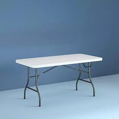 Folding Table 6-Foot Centerfold White Picnic Camping Portable Plastic Metal Legs • $80.28