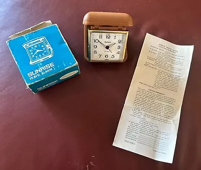 Vintage Sunrise Wind-Up Mechanical Travel Alarm Clock - Orig. Box & Directions • $29