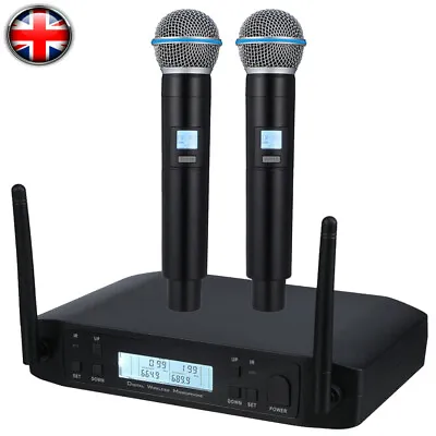 Wireless Professional Microphone Mic System UHF 2 Channel Dual Handheld Karaoke • £44.99