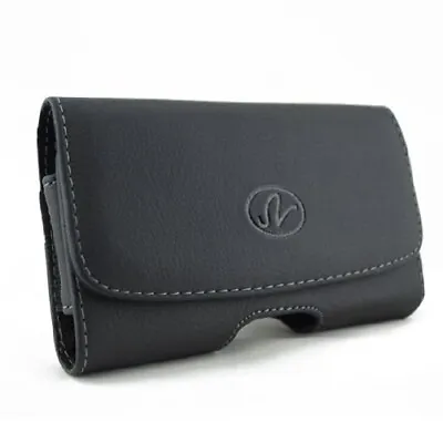 Black Leather Phone Case Cover Pouch Holster Belt Clip W Loops For Cell Phones • $7.37