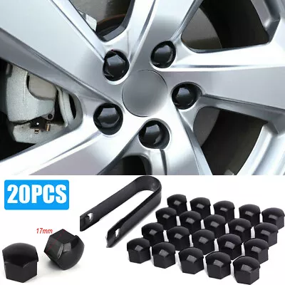 20X 17mm Black Car Hub Screw Cover Auto Wheel Nut Caps Bolt Rims Accessories Kit • $7.99