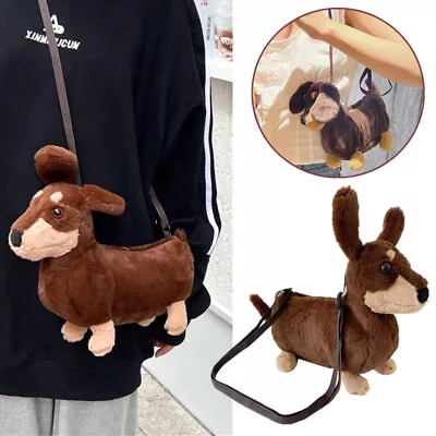 Kawaii Crossbody Bag Dachshund Puppy Shoulder Bag Fluffy Dog Doll Girls Gift Bag • £9.90