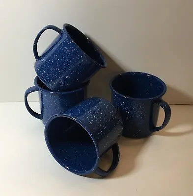 $14.95 • Buy Mexican CINSA Blue Speckled Enamelware Mugs Cups 3  Tall Mexico Camping Picnic