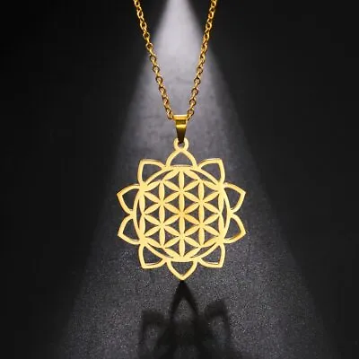 Viking Chakra Flower Of Life Necklaces Amulet Stainless Steel Mandala Jewelry • $6.61