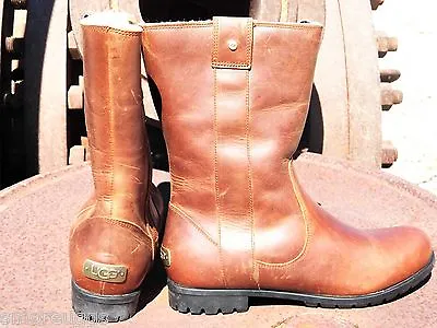 New Womens UGG Burroughs Chestnut Waterproof Leather Sheepskin Boots Warm Snow • $99.99