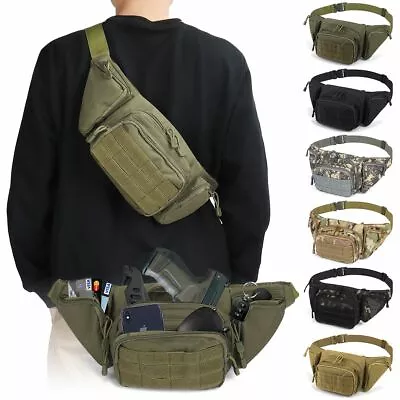 Tactical Waist Bag Concealed Gun Carry Pouch Military Pistol Holster Fanny Pack • $14.16