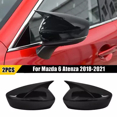 Glossy Black OX Horn Side Rearview Mirror Cover Cap For Mazda 6 Atenza 2018-2021 • $28.98