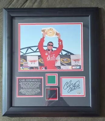 Carl Edwards Autograph Mounted Memories 17  X 15  Tire/Flag 20/199  COA • $39.99