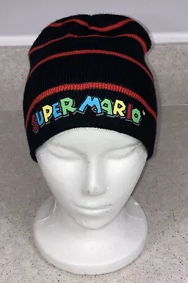 2013 Nintendo Super Mario Black With Red Stripes Beanie Knit Hat • $6