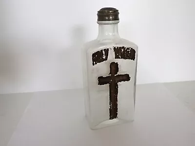 Antique Victorian Holy Water Bottle Original Lid Rare Early Religious Catholic • $165