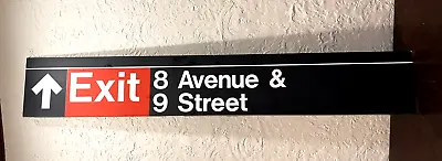 Original NYC MTA Metal Subway Exit Sign 8th Avenue & 9th Street New York City • $595