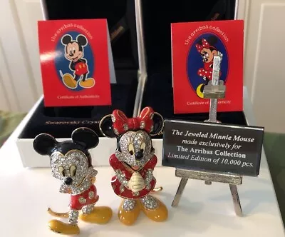 Arribas Bothers Disney Swarovski Jeweled Micky & Minnie Mouse LE Figures + Easel • $399.99