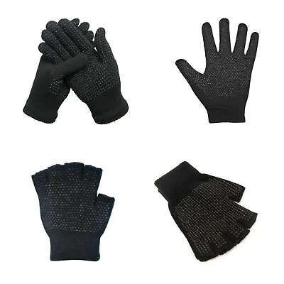 Mens Womens Gripper Gloves Full/Half Finger Fingerless Non Slip Work Safety UK • £2.97