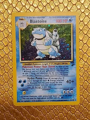 Pokémon Blastoise  2/130 Holo Unlimited Holo Rare LP Base Set 2 WOTC • $35