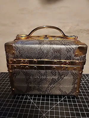 ✨🚂 Vintage Tango Creations Box Purse/Train Case - Silver Snakeskin • $26.99